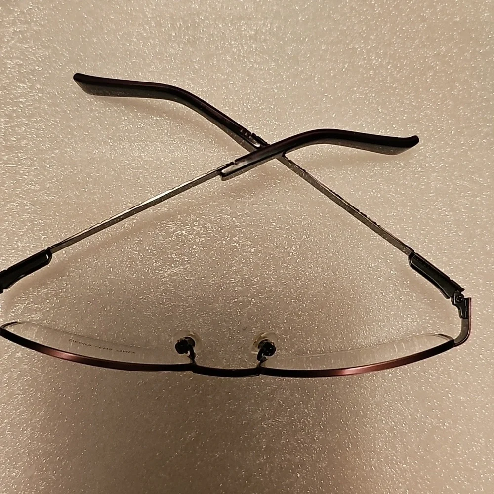 Sleek Dark Metal Rectangular Glasses demo frames only half rim